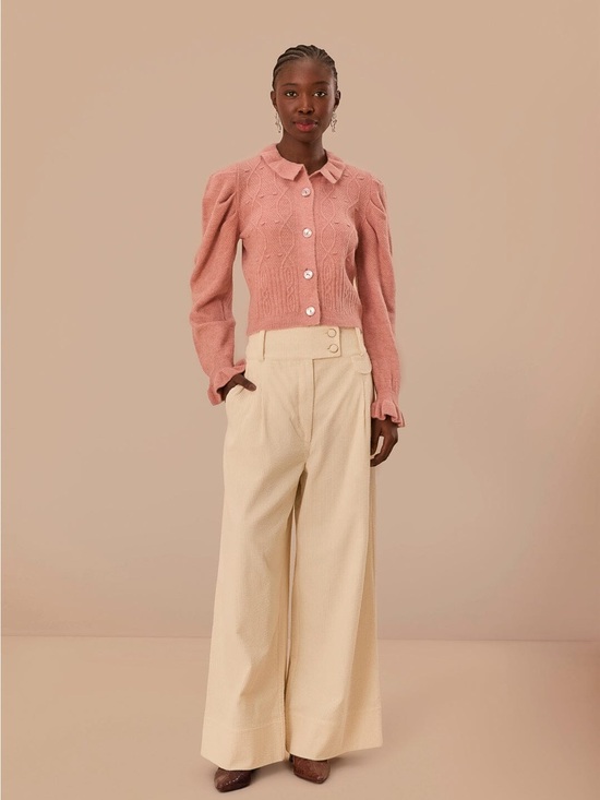 FARM Rio Pants - NWOT Farm Rio Women's Cream Curduroy Wide-Leg Pants